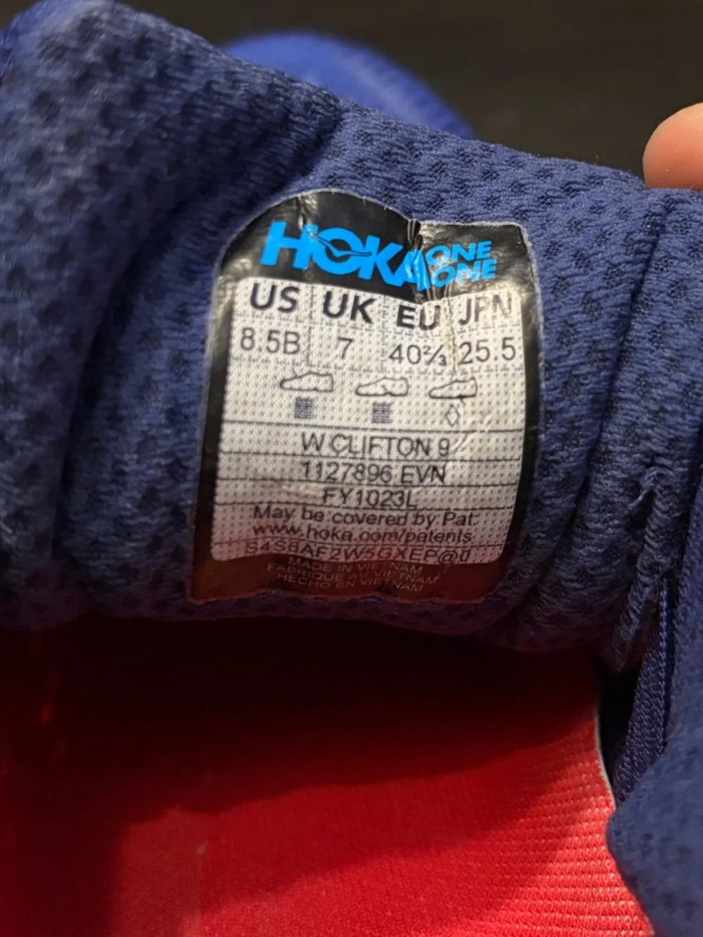 Hoka One One Clifton 9 Evening Sky Coral Road Running Sneakers - Picture 8 of 8
